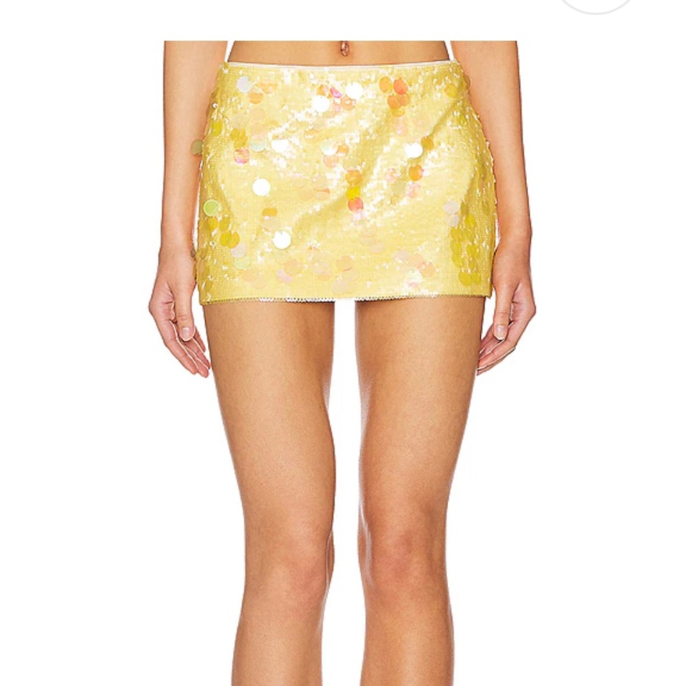 Danielle Guizio Yellow Sequin Mini Skirt Cocktail